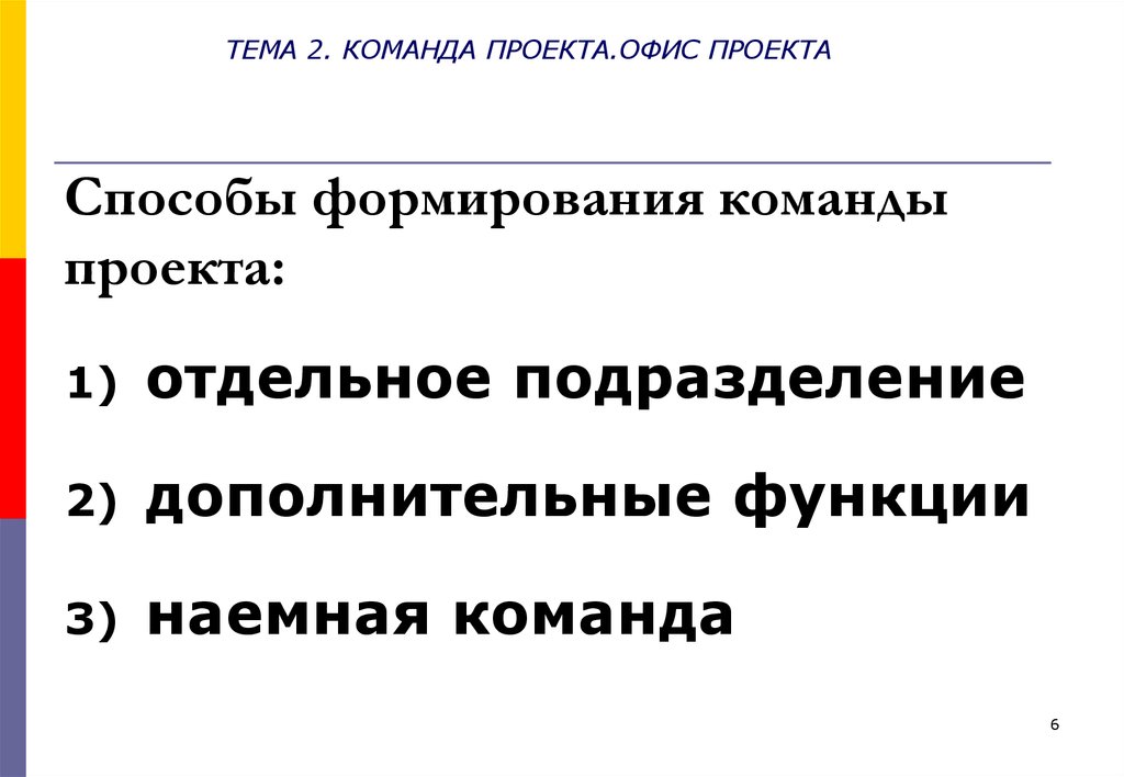 Как сформировать команду проекта