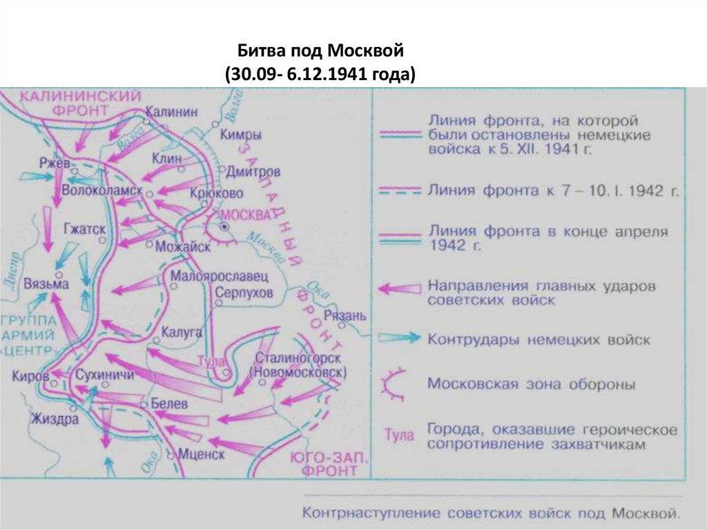 Битва за москву контурная карта по истории