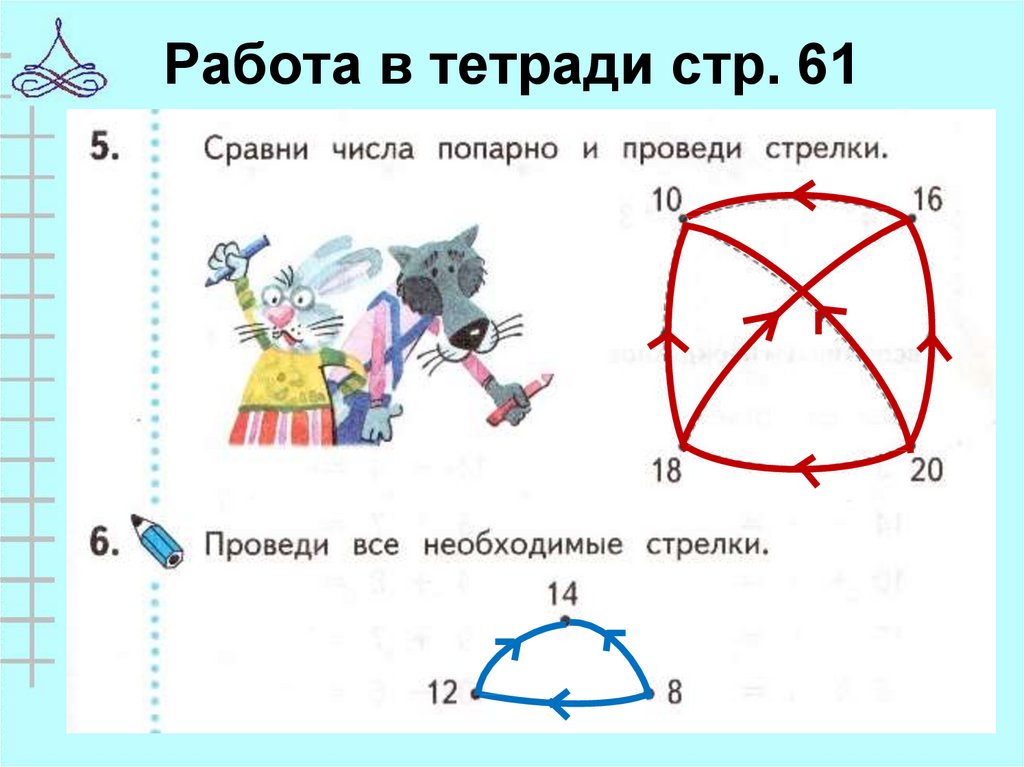 Сравни числа проведи стрелки