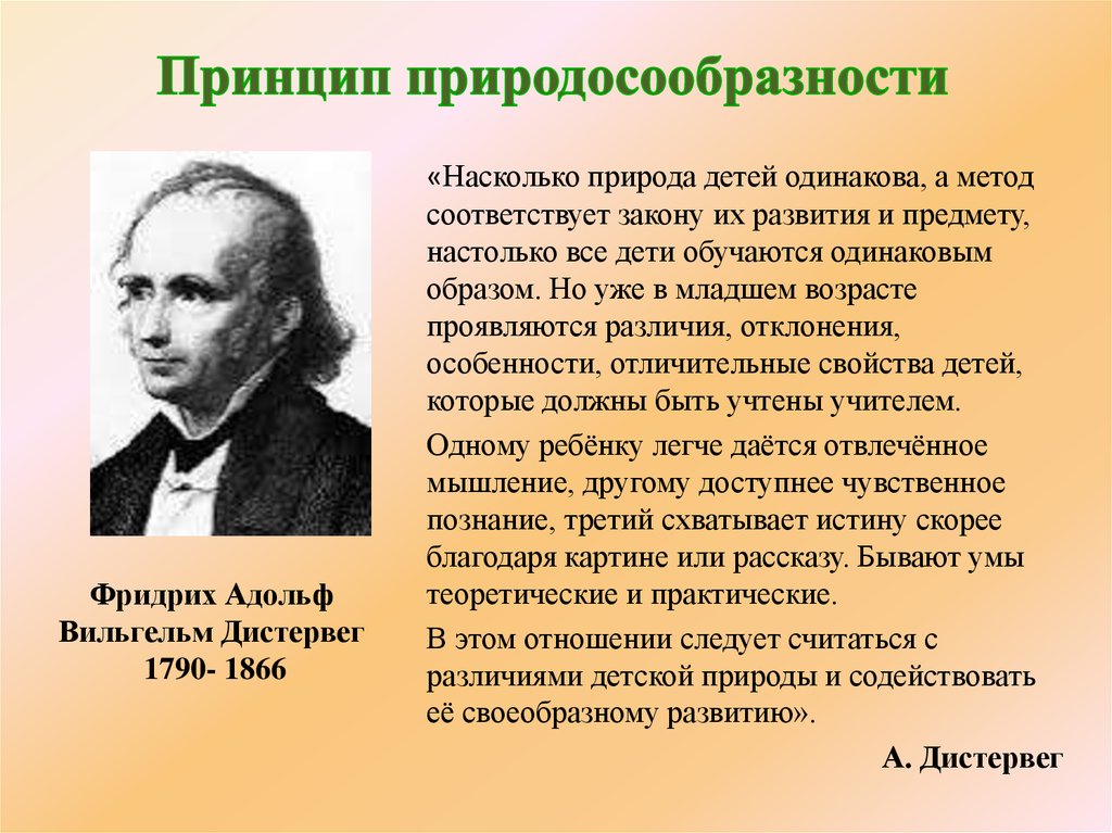 Принципы обучения впервые сформулировал. Принцип природосообразности Песталоцци. Адольф Дистервег принцип природосообразности. Принцип природосообразности сформулировал. Принцип природосообразности Автор.