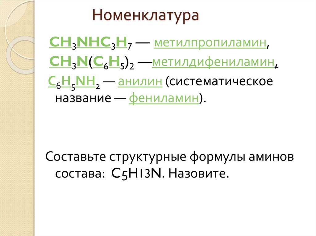 Более слабые основания чем анилин. Структурная формула анилина. Номенклатура Аминов. Общая формула ароматических Аминов. Резонансные структуры анилина.