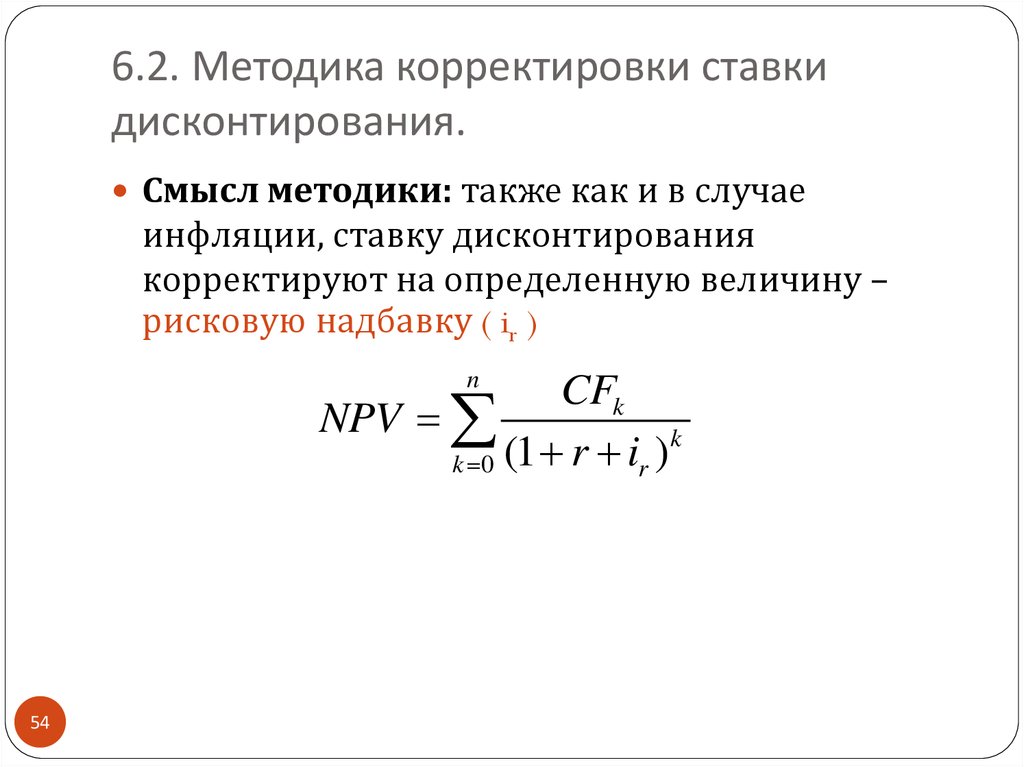 Дисконтирование представляет собой. Ставка дисконтирования и инфляция. Метод корректировки ставки дисконтирования. Учет инфляции в ставке дисконтирования. Смысл ставки дисконтирования.