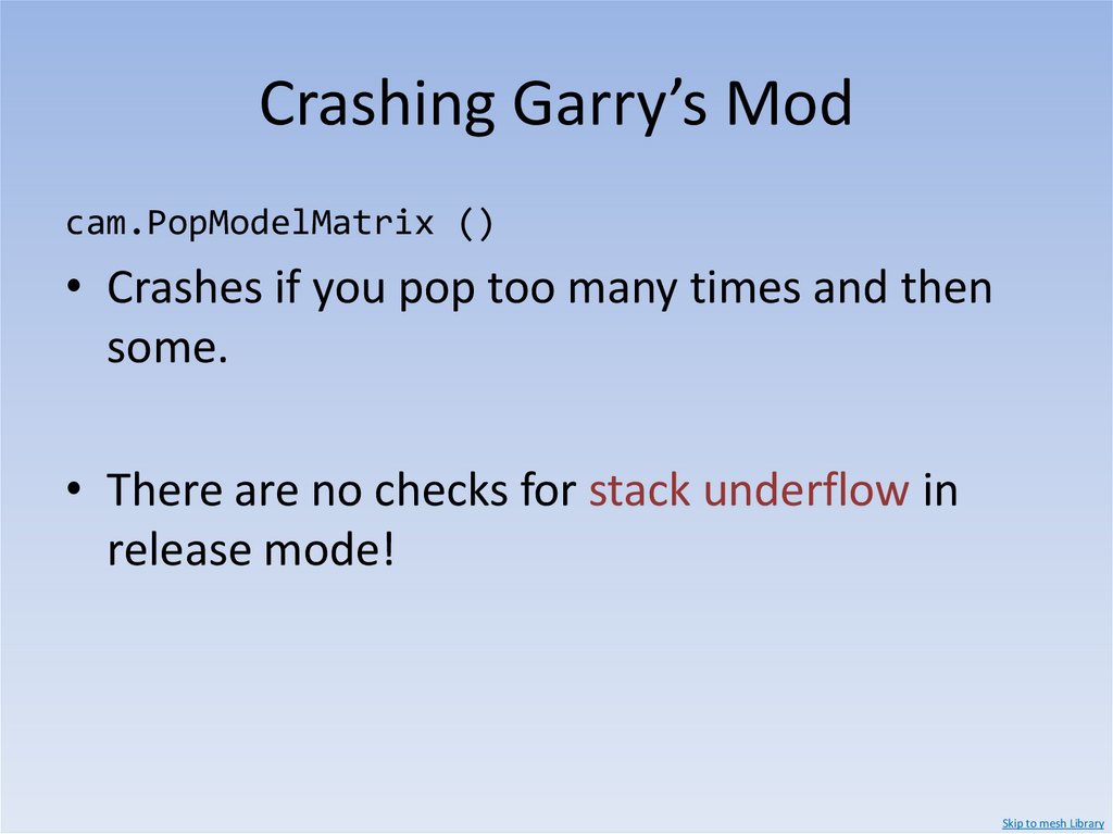 Crashing Garry’s Mod