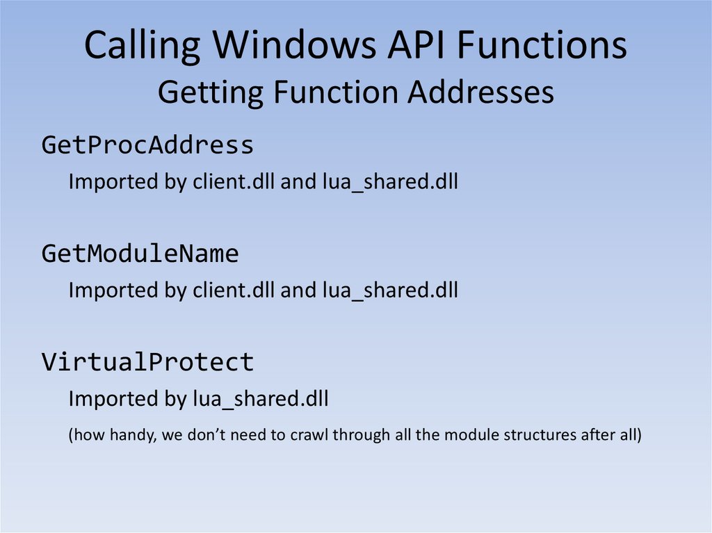 Calling Windows API Functions
