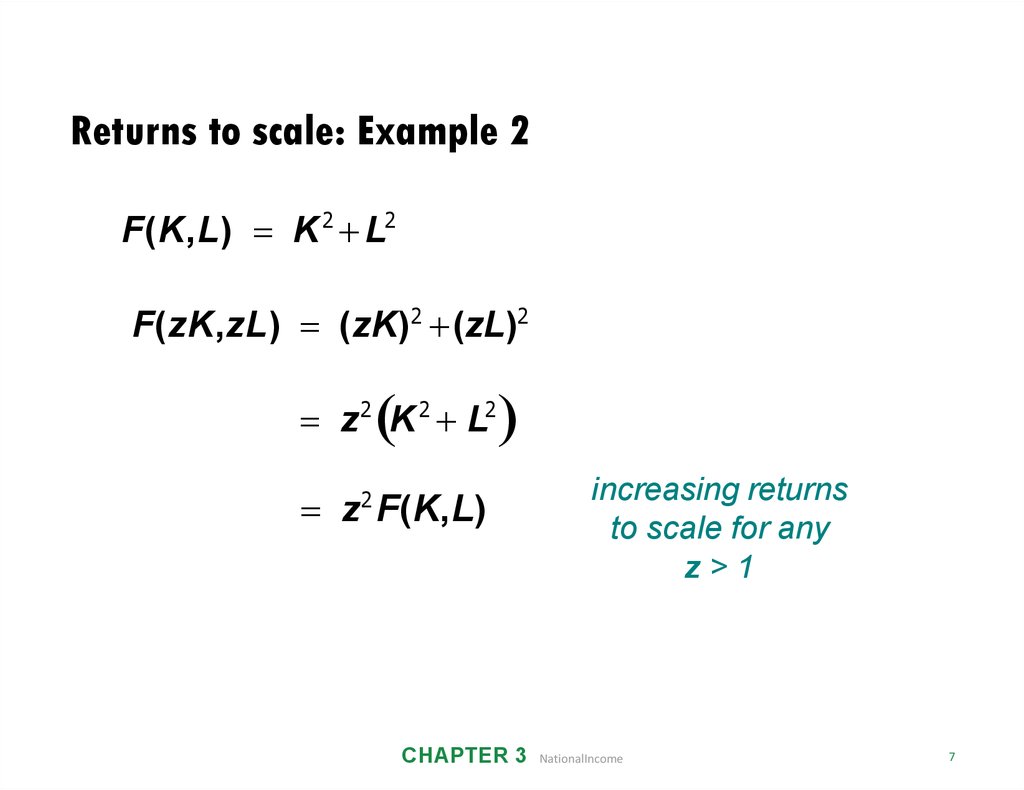 Returns to scale: Example 2