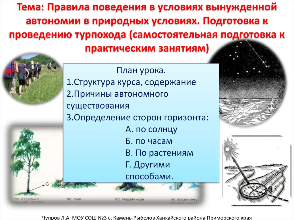 Безопасные действия при автономном существовании в природной