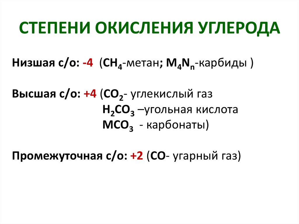 Формула соединения углерода с водородом. Степень окисления углерода формула.