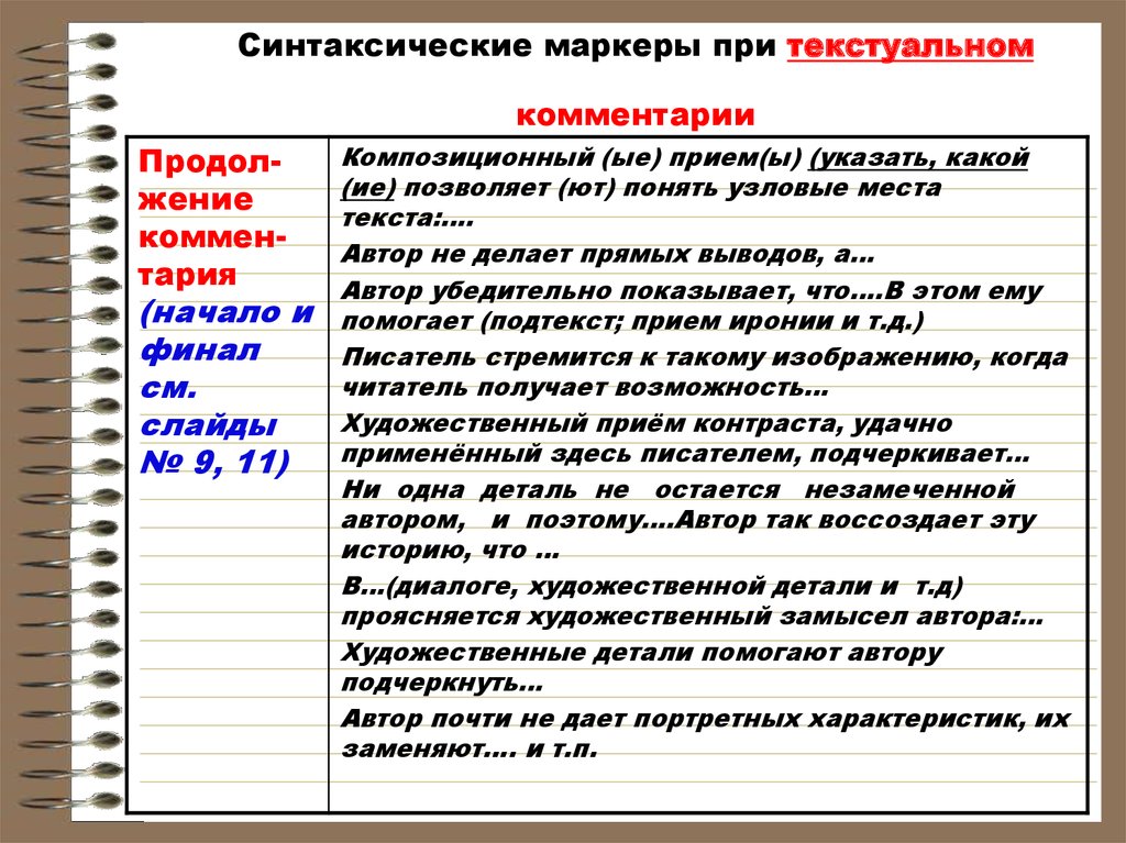 Автор подчеркивает. Синтаксический маркер. Синтаксические маркеры к комментарию. Синтаксическая работа над текстом это. Синтаксический критерий.