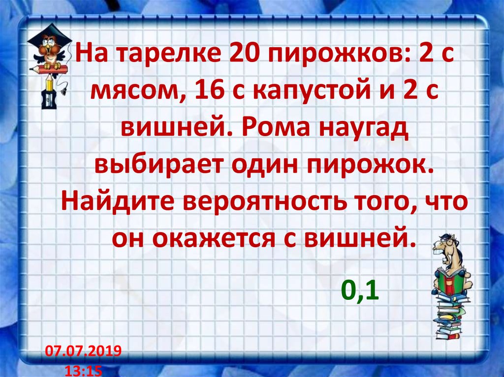 Костя наугад выбирает двузначное число найдите вероятность того что оно начинается на 2