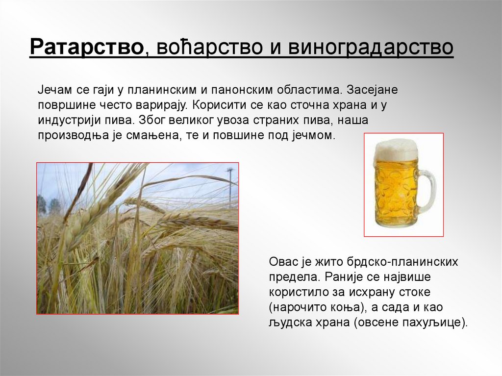 Ратарство, воћарство и виноградарство