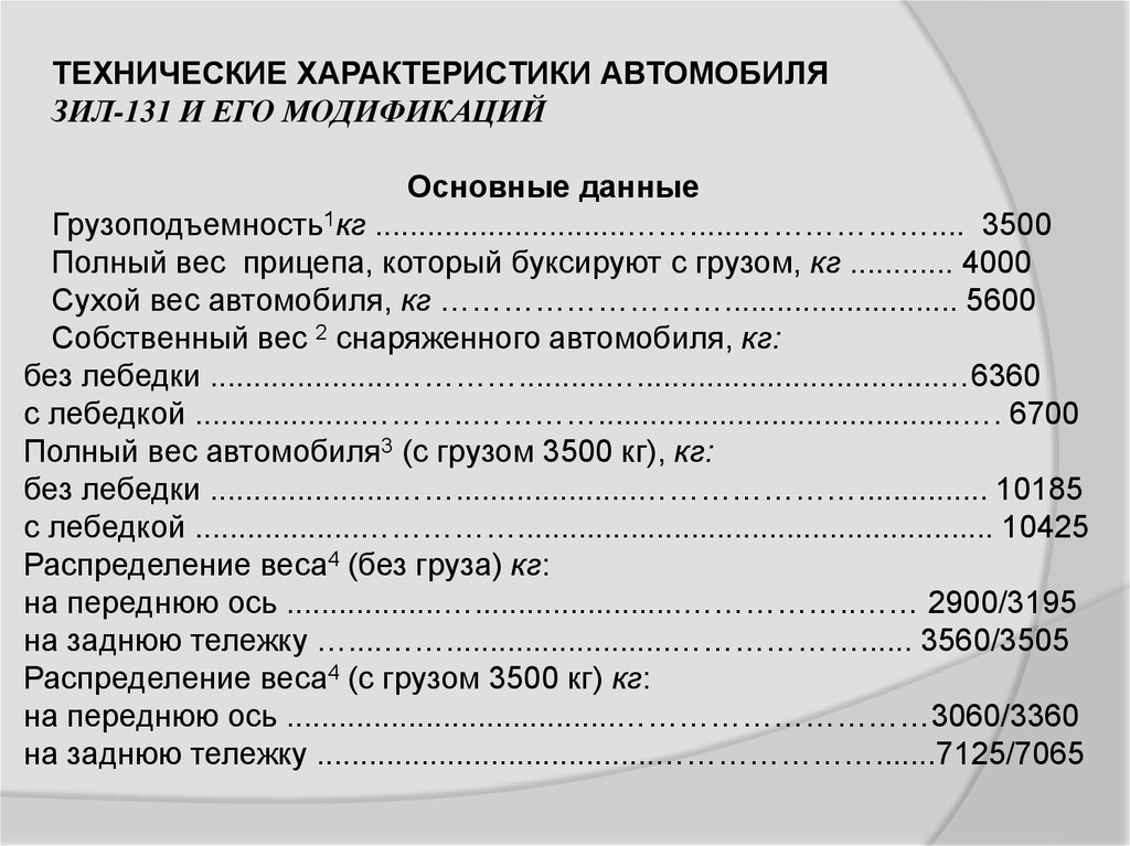 Характеристики баз