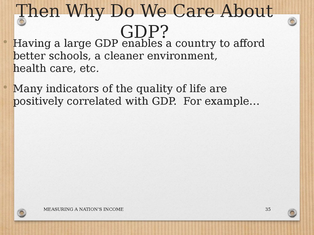 Then Why Do We Care About GDP?