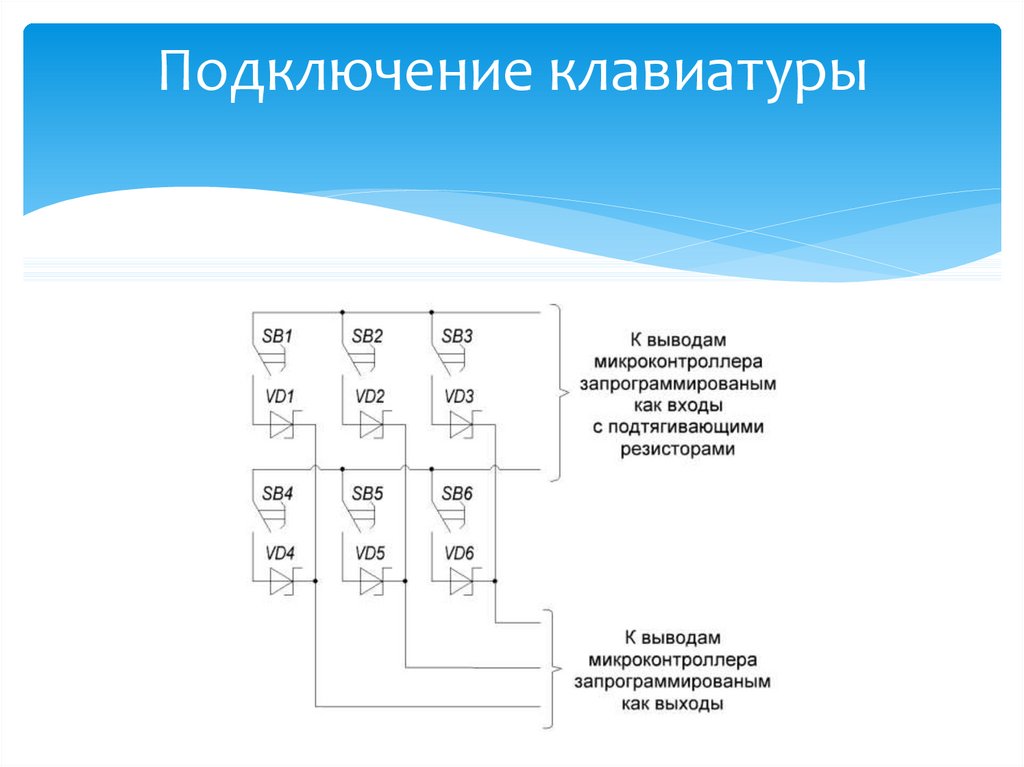 Подключение клавиатуры. Схема подключения приток 011. Контакты для подключения клавиатуры..