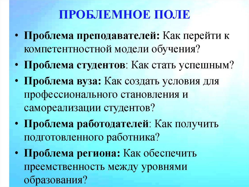 ПРОБЛЕМНОЕ ПОЛЕ