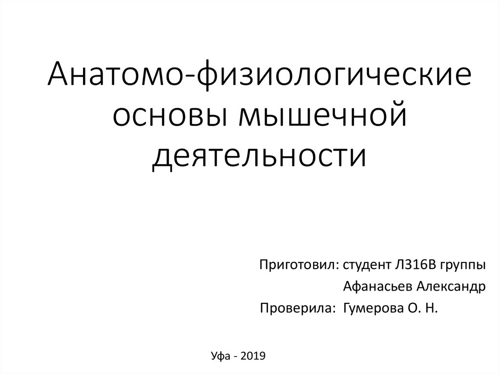 Анатомо физиологические основы мышечной деятельности презентация