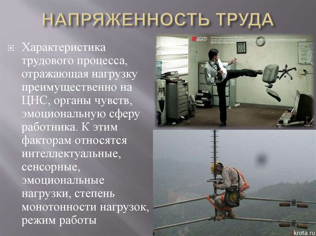 Напряженность трудового процесса. Напряженность труда – характеристика трудового процесса, отражающая. Сенсорная нагрузка на ЦНС. Факторы трудового процесса.