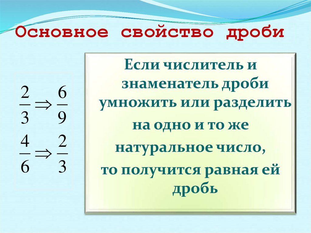 Основное свойство дроби 5 класс