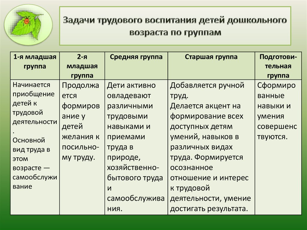 Программы трудовой деятельности. Задачи трудового воспитания дошкольников. Содержание и особенности трудового воспитания дошкольников. Задачи по трудовому воспитанию. Задачи трудового воспитания детей дошкольного возраста по группам.