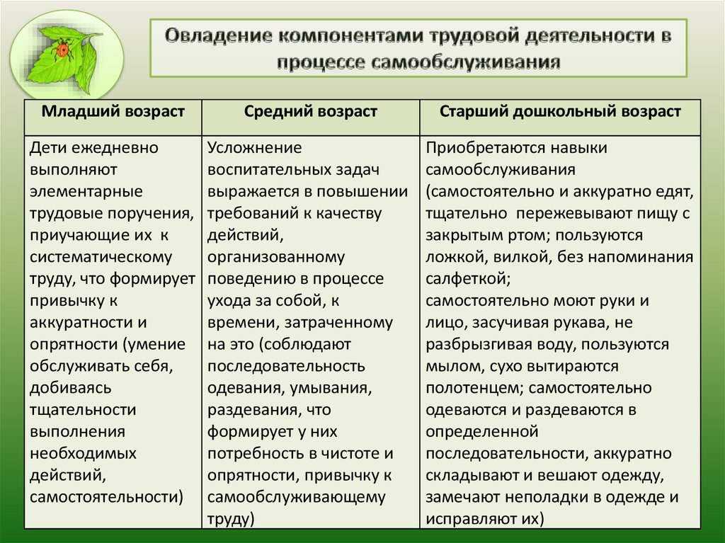 Представьте план работы по трудовому воспитанию в течение дня в средней группе