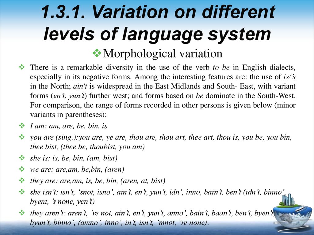 1.3.1. Variation on different levels of language system