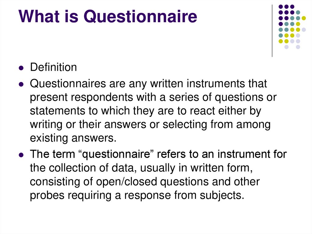 what type of research is a questionnaire