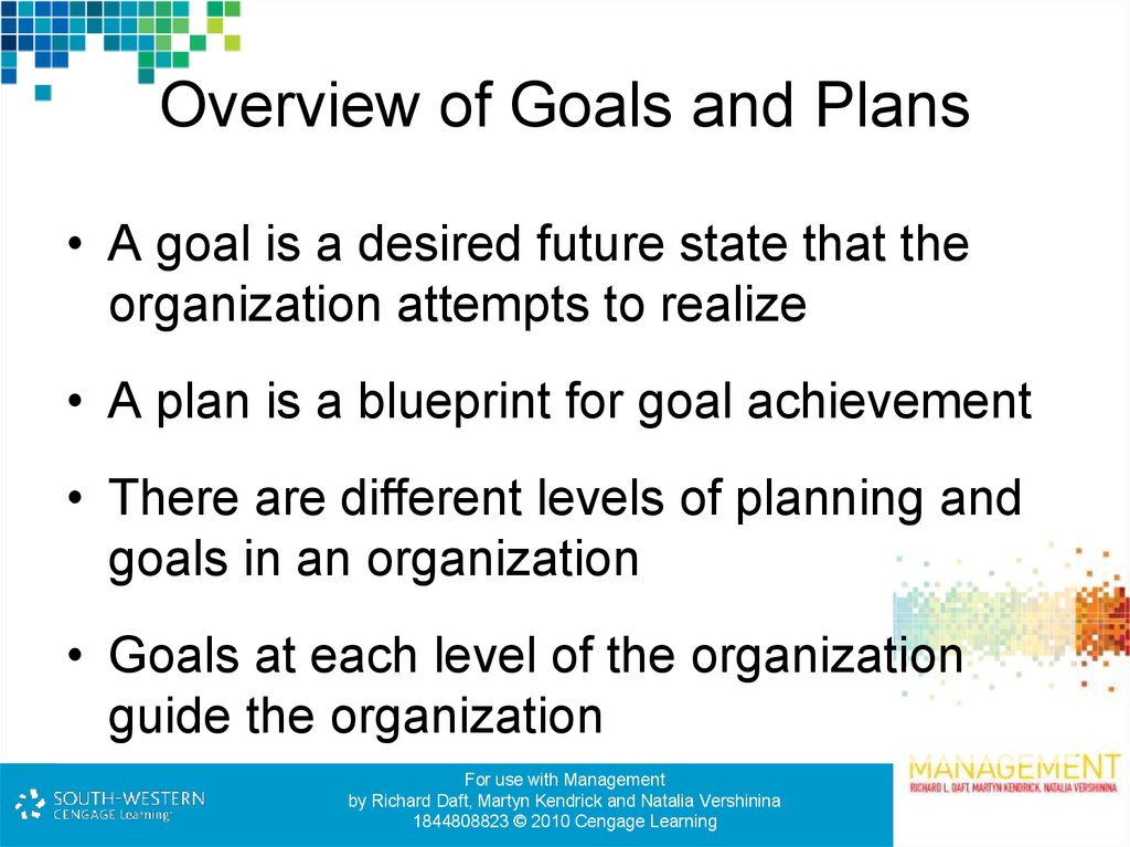Overview of Goals and Plans