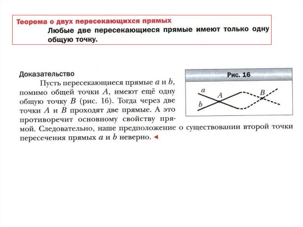 Через две пересекающиеся прямые. Теорема о двух пересекающихся прямых. Теорема о пересекающихся прямых. Теорема о пересекающихпрямых. Теорема о двух пересекающихся прямых 7 класс.