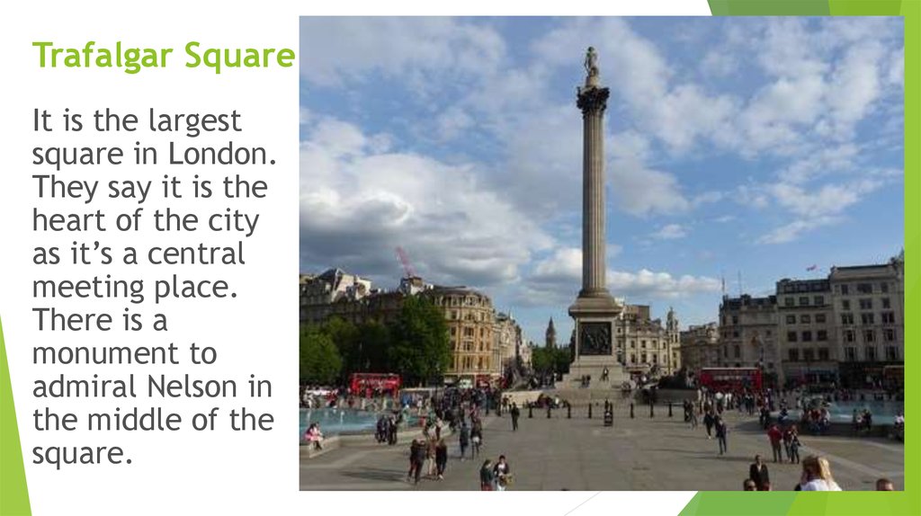 Trafalgar square in london презентация