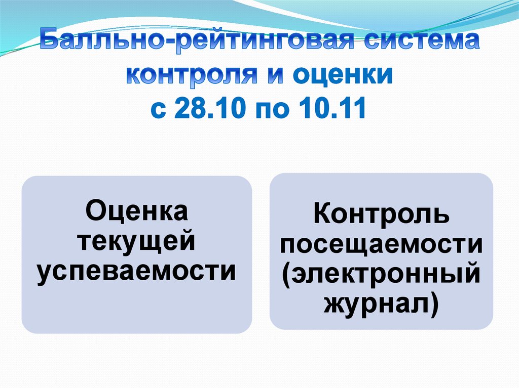 Балльно-рейтинговая система контроля и оценки с 28.10 по 10.11