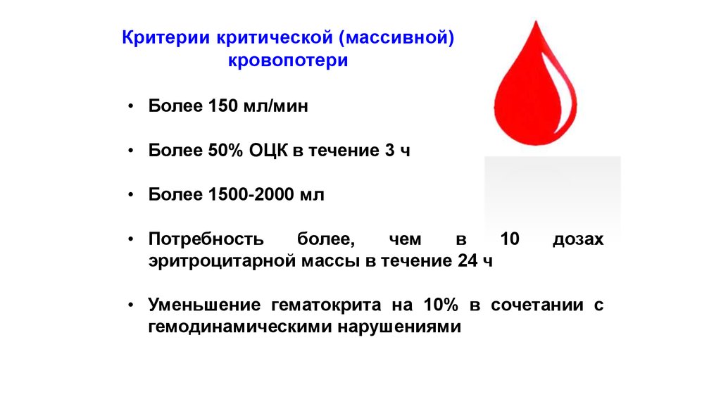 Острая кровопотеря крови. Критерии массивной кровопотери. Понятие о критериях и оценке кровопотери. Патогенез массивной кровопотери.