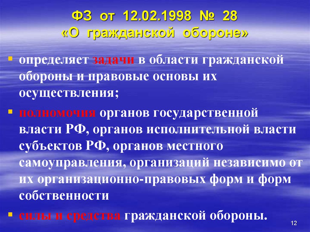 Федеральным законом о гражданской обороне является