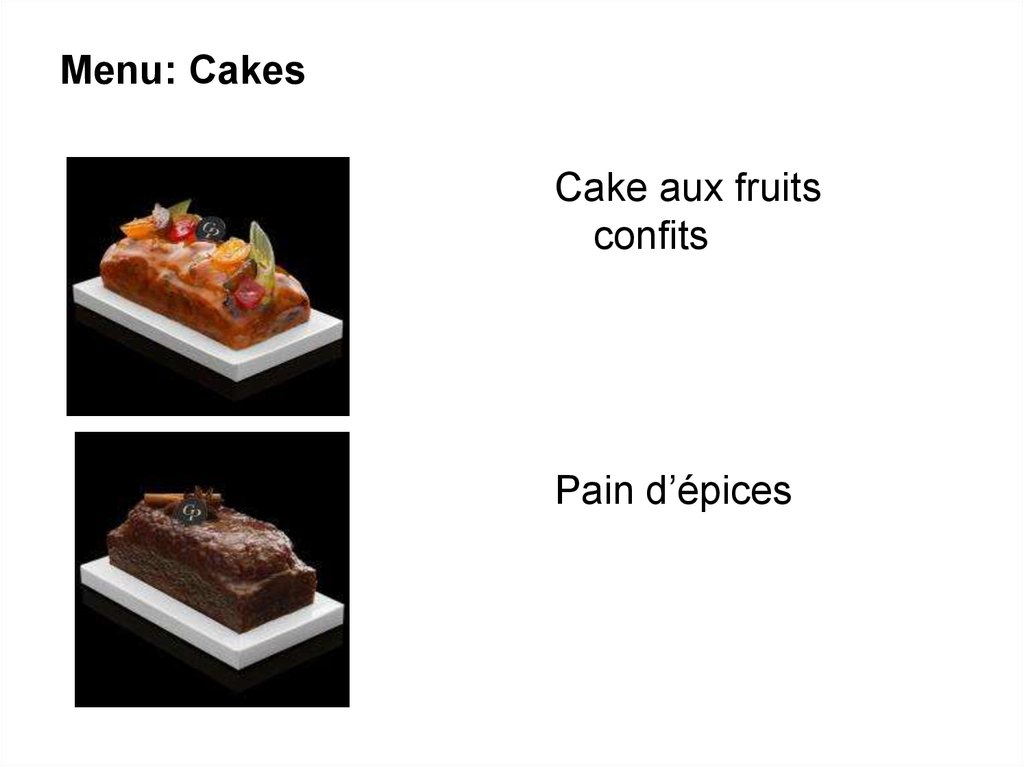 Menu: Cakes