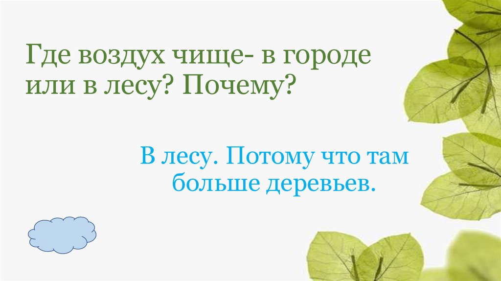 Воздух предложения. Где воздух чище. Почему в лесу воздух чище. Почему в лесу чистый воздух. Где воздух чище в городе или в лесу почему.