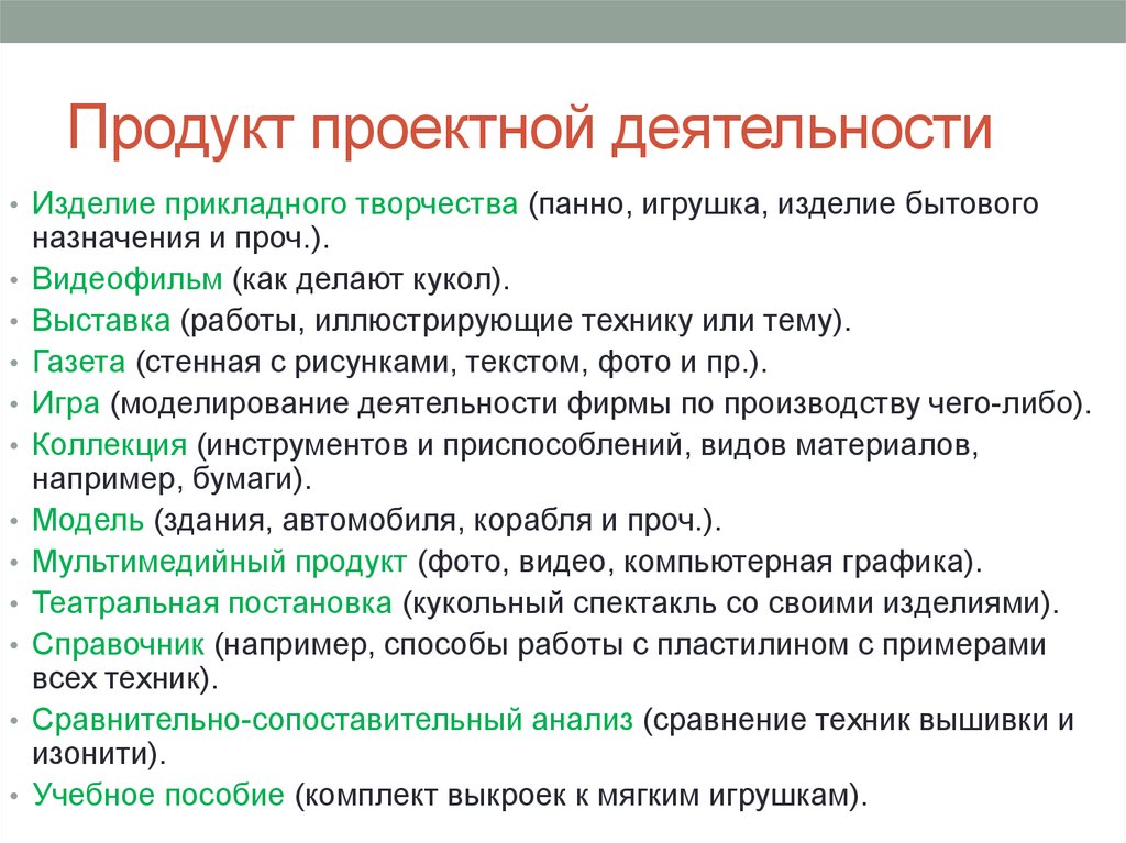 Продукты проектной деятельности