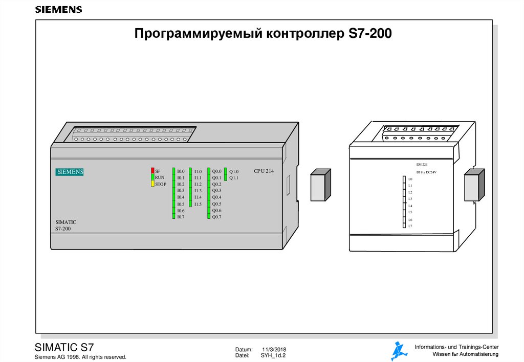 Контроллер s7 1200 схема подключения