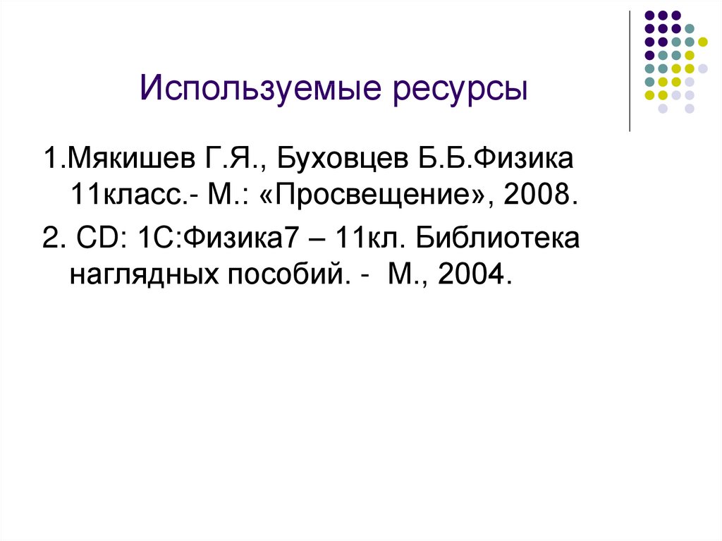 Используемые ресурсы