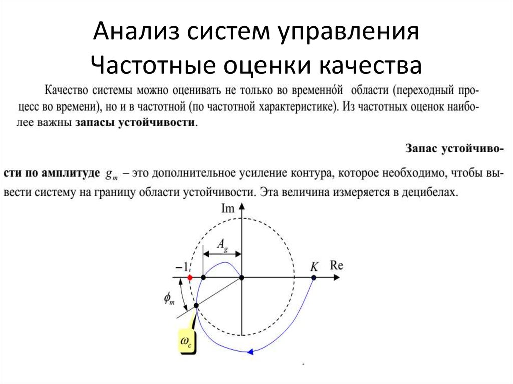 Анализ систем управления Частотные оценки качества