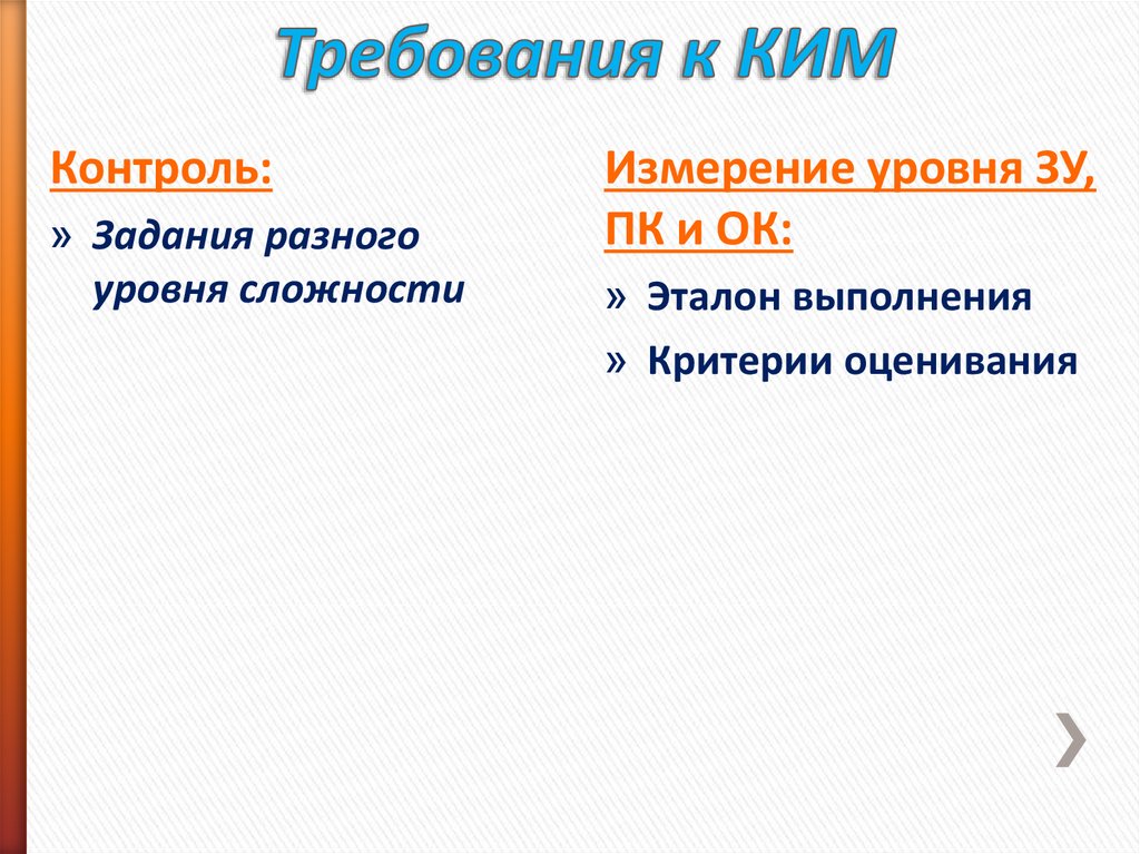 Требования к КИМ