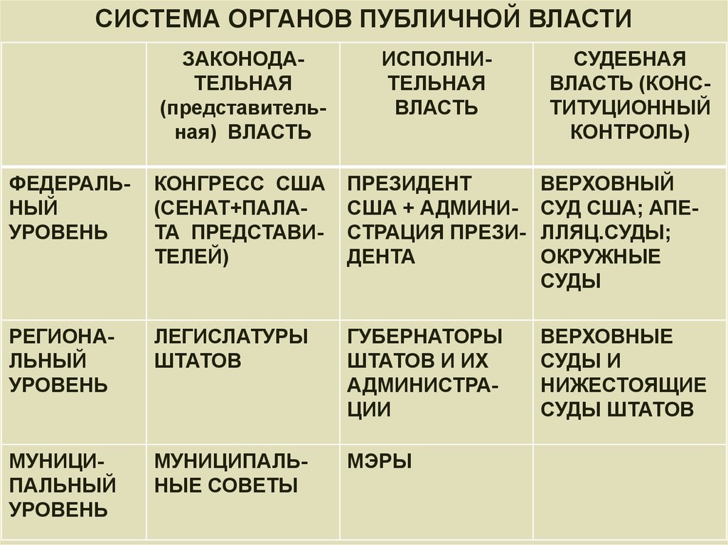 Система органов публичной власти схема