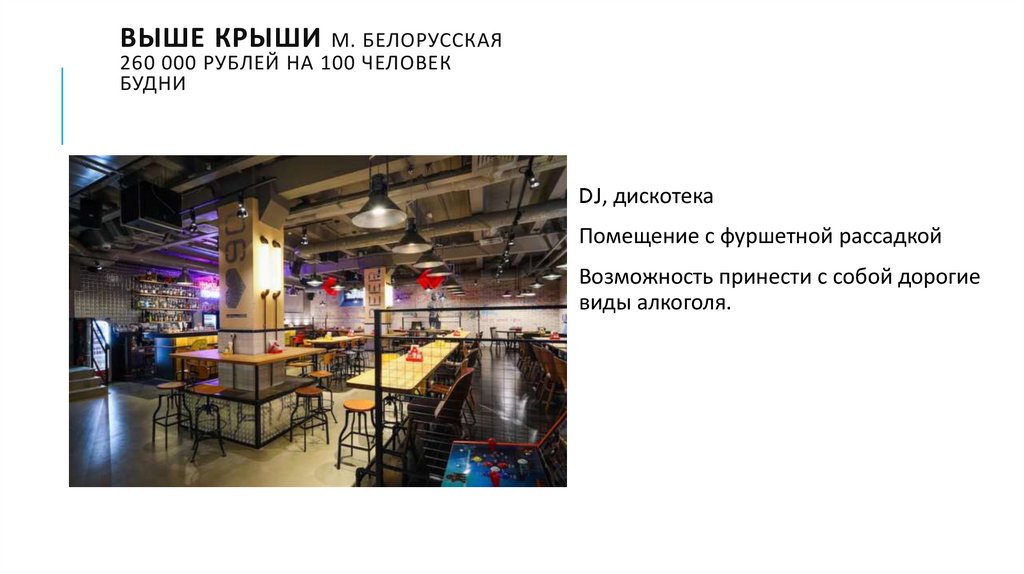 Выше крыши м. Белорусская 260 000 рублей на 100 человек будни