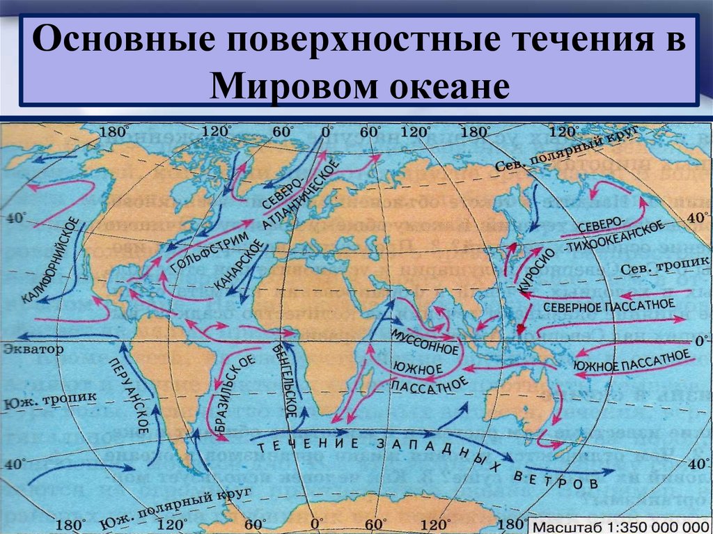 Самое большое течение мирового океана. Тёплые и холодные течения на карте мирового океана. Карта течений мирового океана. Течение Гольфстрим Бенгельское перуанское. Основные поверхностные течения в мировом океане.