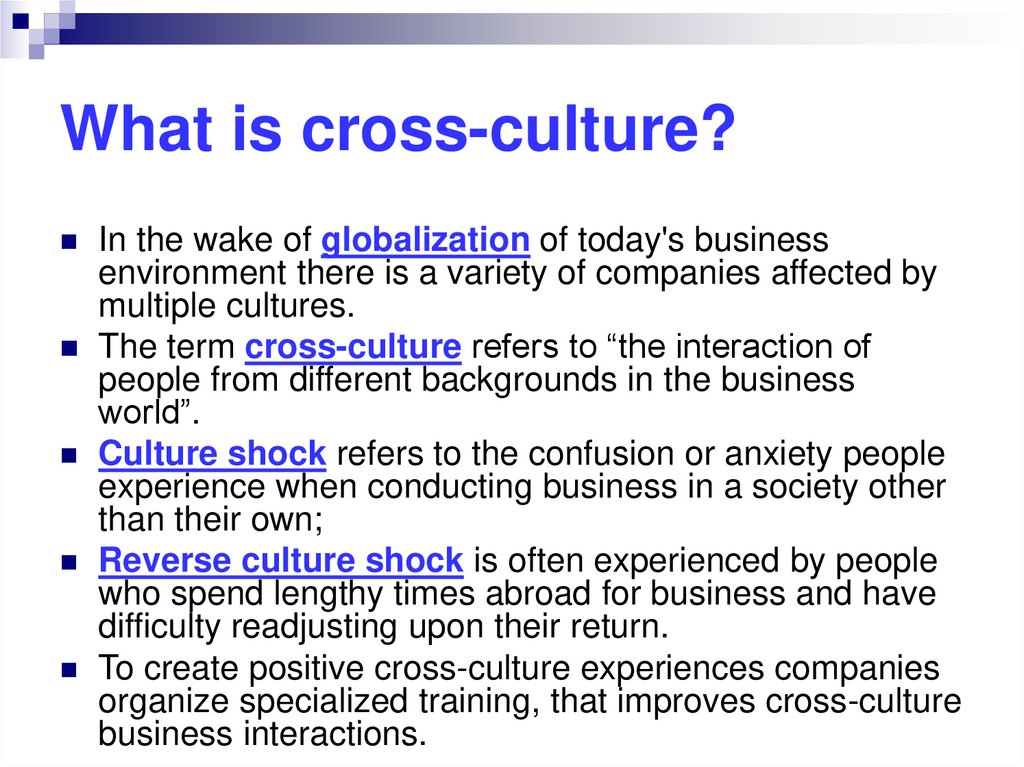 What is cross-culture?