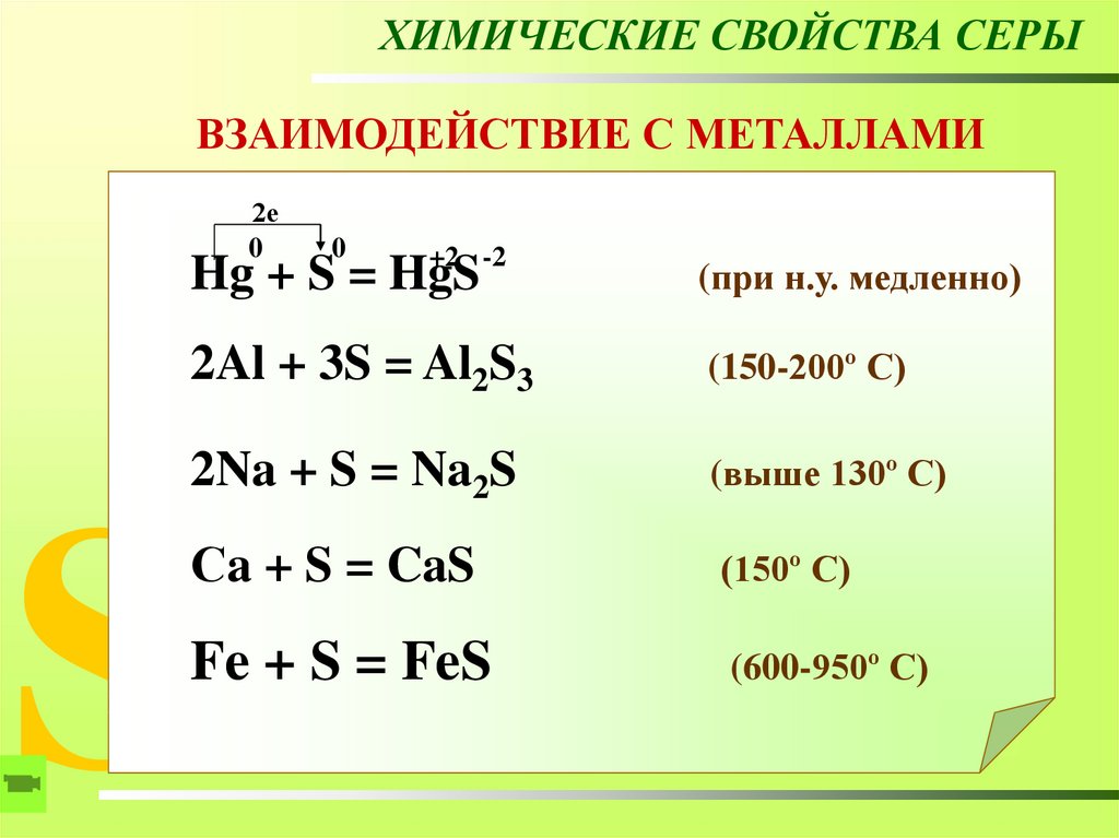 Соединение металла с серой. Химические свойства серы взаимодействие с металлами. Взаимодействие серы с металлами. Сера простое вещество взаимодействие. Химические свойства серы окислительные с металлами.