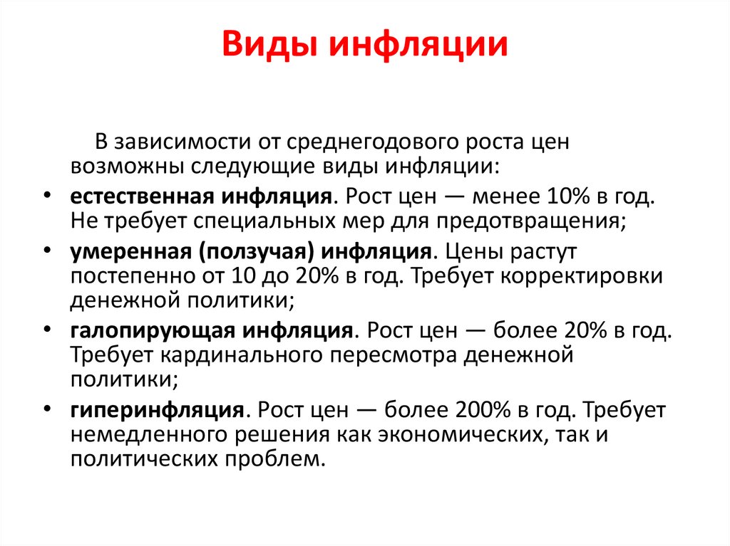 Виды инфляции презентация