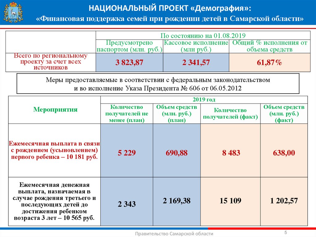 Проект финансовая поддержка семей при рождении детей