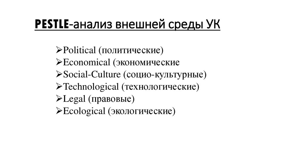 Анализ далека. Pestle анализ. Pestle-анализ (анализ факторов внешней среды). Steeple анализ. 2. Pestle-анализ.