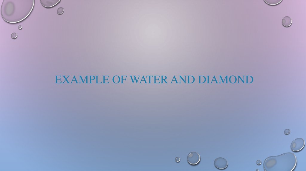 Example of Water and diamond