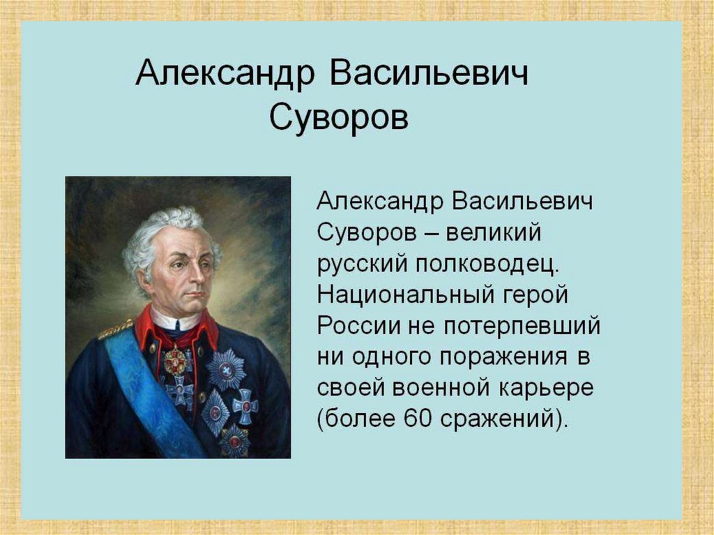 Презентация о суворове в а