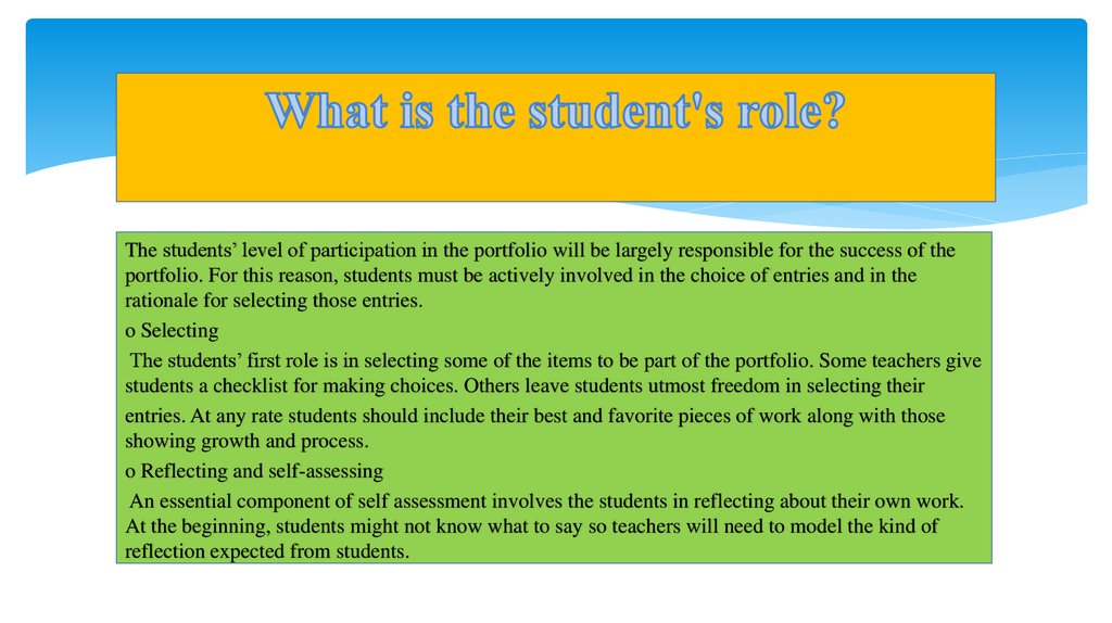 What is the student's role?