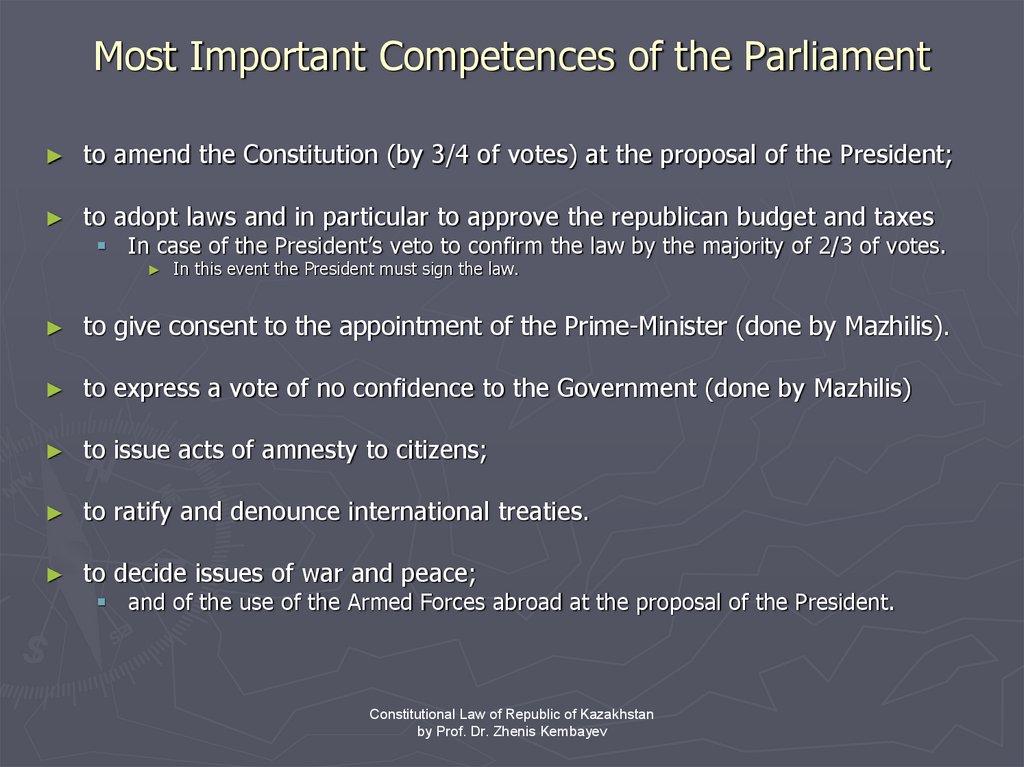 Most Important Competences of the Parliament